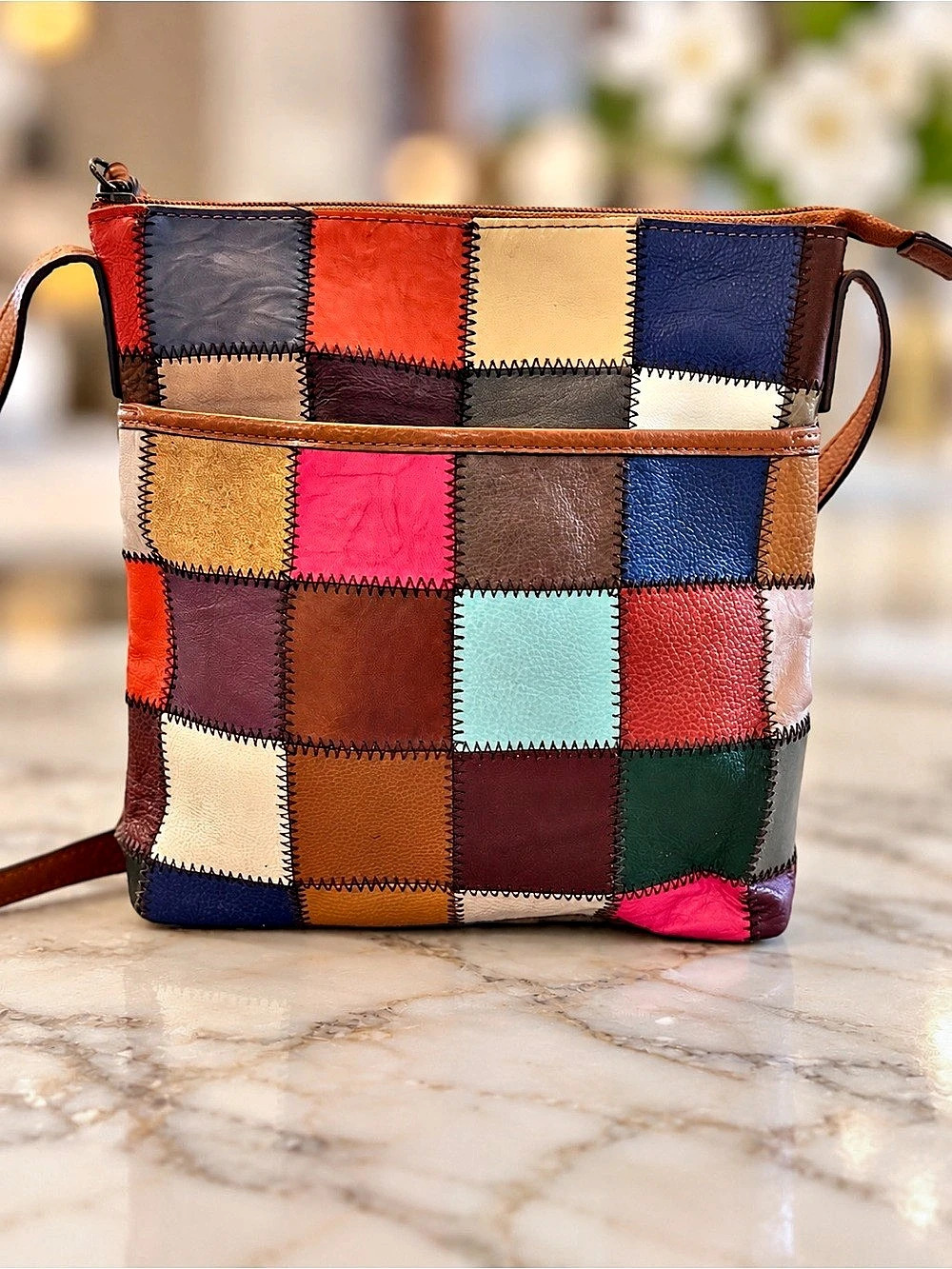 Multicolor Leather Patchwork Crossbody Bag Like New